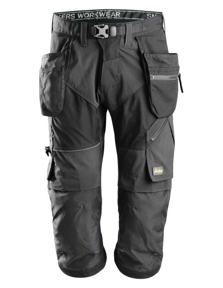6905 Pantalon pirata de trabajo FlexiWork+ negro con bolsillos flotantes