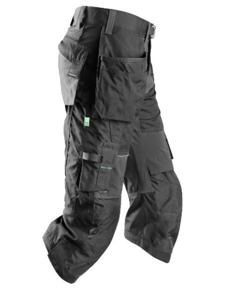 6905 Pantalon pirata de trabajo FlexiWork+ negro con bolsillos flotantes