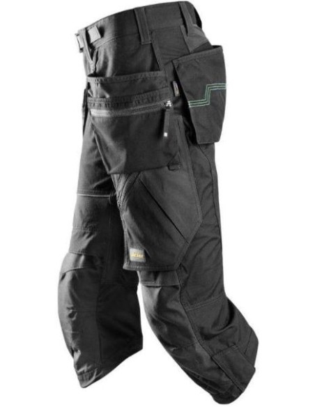 6905 Pantalon pirata de trabajo FlexiWork+ negro con bolsillos flotantes