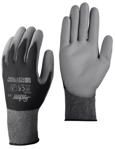 9321 Par de guantes Precision Flex Light Negro / Gris
