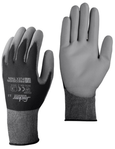 9321 Par de guantes Precision Flex Light Negro / Gris