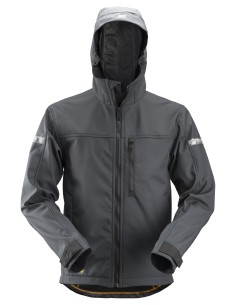1229 Chaqueta Softshell con capucha AllroundWork gris acero/ negro
