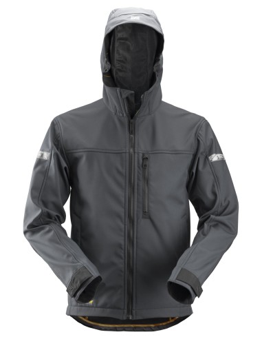 1229 Chaqueta Softshell con capucha AllroundWork gris acero/ negro