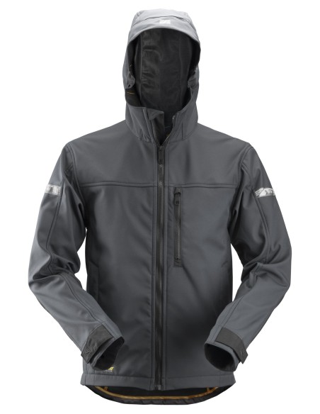 1229 Chaqueta Softshell con capucha AllroundWork gris acero/ negro