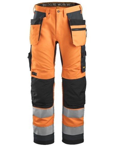 6230 Pantalon Allround Work+ Alta Visibilidad Bolsillos Flotantes CL2 Naranja / Gris acero