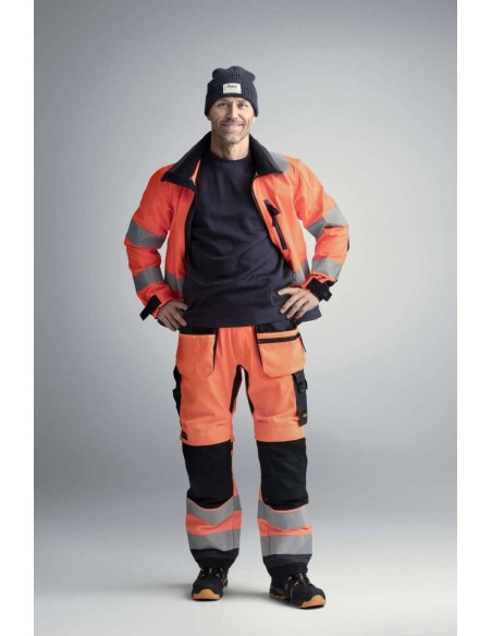 6230 Pantalon Allround Work+ Alta Visibilidad Bolsillos Flotantes CL2 Naranja / Gris acero