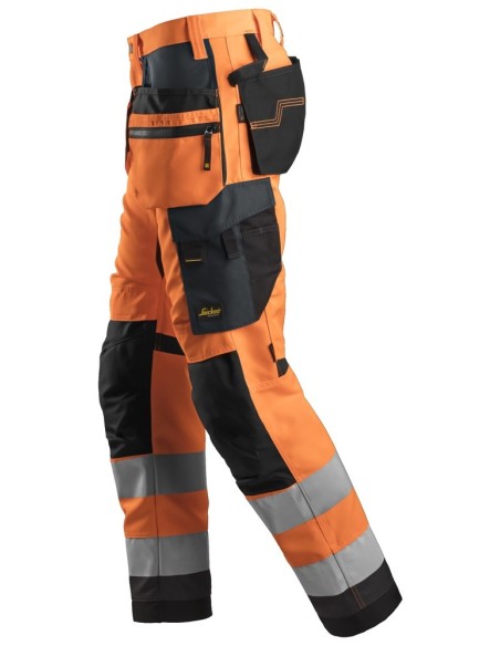 6230 Pantalon Allround Work+ Alta Visibilidad Bolsillos Flotantes CL2 Naranja / Gris acero