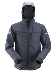 1229 Chaqueta Softshell con capucha AllroundWork azul marino/ negro