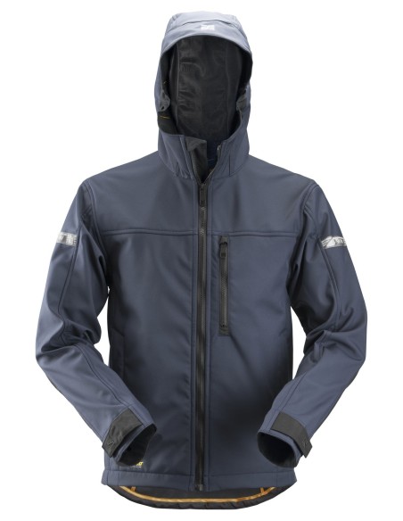 1229 Chaqueta Softshell con capucha AllroundWork azul marino/ negro