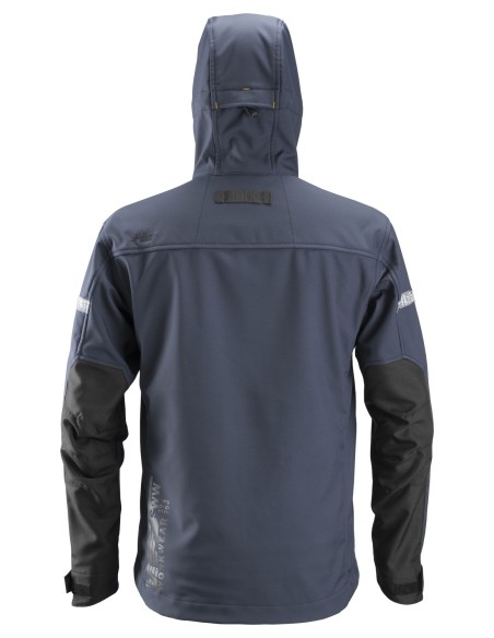 1229 Chaqueta Softshell con capucha AllroundWork azul marino/ negro