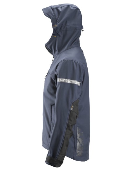1229 Chaqueta Softshell con capucha AllroundWork azul marino/ negro