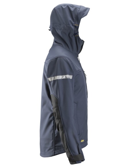1229 Chaqueta Softshell con capucha AllroundWork azul marino/ negro