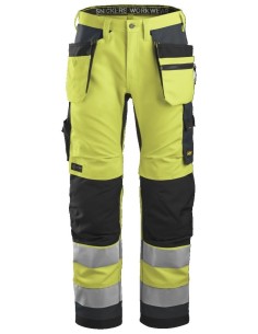 6230 Pantalon Allround Work+ Alta Visibilidad Bolsillos Flotantes CL2 Amarillo / Gris acero