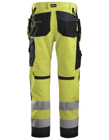 6230 Pantalon Allround Work+ Alta Visibilidad Bolsillos Flotantes CL2 Amarillo / Gris acero