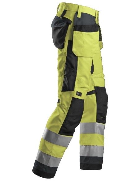 6230 Pantalon Allround Work+ Alta Visibilidad Bolsillos Flotantes CL2 Amarillo / Gris acero