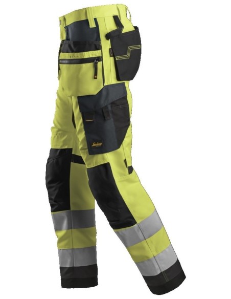 6230 Pantalon Allround Work+ Alta Visibilidad Bolsillos Flotantes CL2 Amarillo / Gris acero
