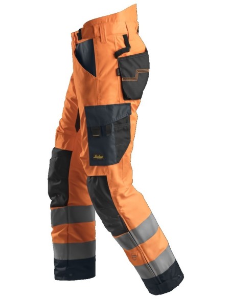 6639 Pantalones largos de trabajo aislantes 37.5 de alta visibiidad clase 2 AllroundWork - naranja/ gris acero