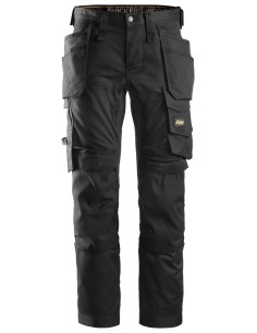 6241 Pantalones largos de trabajo elasticos AllroundWork Slim Fit con bolsillos flotantes color negro