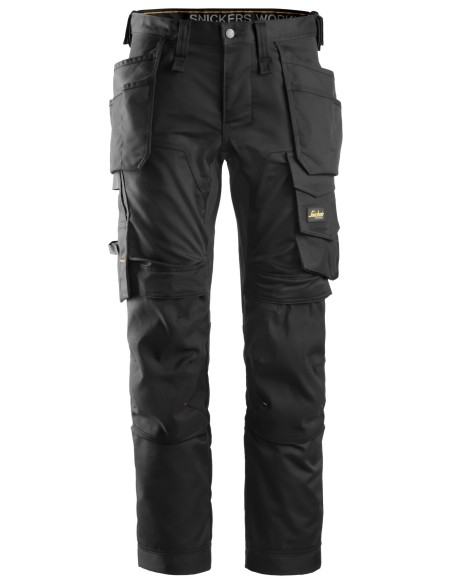 6241 Pantalones largos de trabajo elasticos AllroundWork Slim Fit con bolsillos flotantes color negro