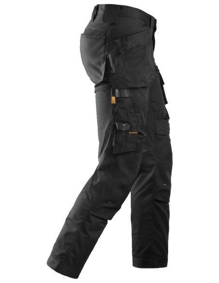6241 Pantalones largos de trabajo elasticos AllroundWork Slim Fit con bolsillos flotantes color negro