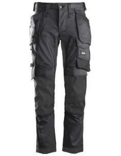 6241 Pantalones largos de trabajo elasticos AllroundWork Slim Fit con bolsillos flotantes color gris acero/ negro