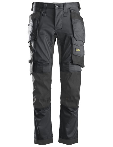 6241 Pantalones largos de trabajo elasticos AllroundWork Slim Fit con bolsillos flotantes color gris acero/ negro