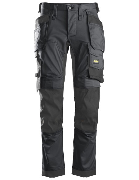 6241 Pantalones largos de trabajo elasticos AllroundWork Slim Fit con bolsillos flotantes color gris acero/ negro