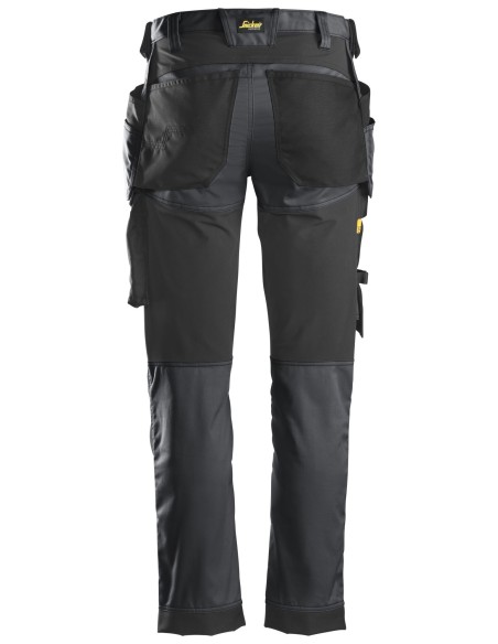 6241 Pantalones largos de trabajo elasticos AllroundWork Slim Fit con bolsillos flotantes color gris acero/ negro