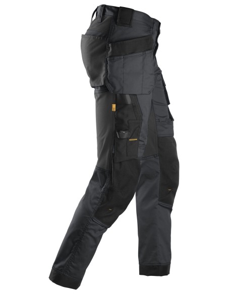 6241 Pantalones largos de trabajo elasticos AllroundWork Slim Fit con bolsillos flotantes color gris acero/ negro