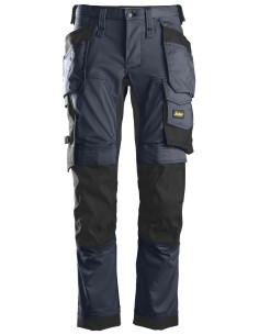 6241 Pantalones largos de trabajo elasticos AllroundWork Slim Fit con bolsillos flotantes color azul marino/ negro