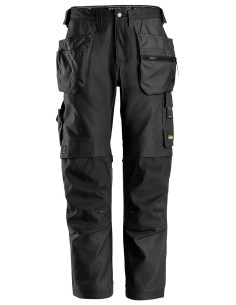 6224 Pantalones largos de trabajo elasticos AllroundWork Canvas+ con bolsillos flotantes color negro