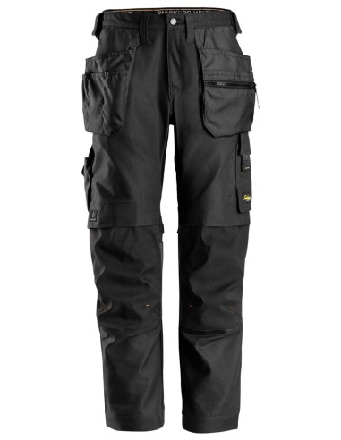 6224 Pantalones largos de trabajo elasticos AllroundWork Canvas+ con bolsillos flotantes color negro