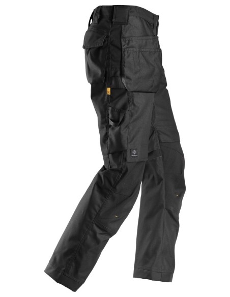 6224 Pantalones largos de trabajo elasticos AllroundWork Canvas+ con bolsillos flotantes color negro