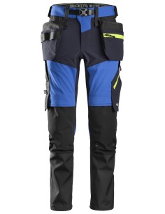 6940 Pantalones largos de trabajo elasticos FlexiWork Softshell Slim Fit bolsillos flotantes azul verdadero/ azul marino