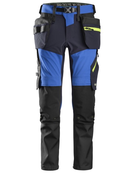 6940 Pantalones largos de trabajo elasticos FlexiWork Softshell Slim Fit bolsillos flotantes azul verdadero/ azul marino