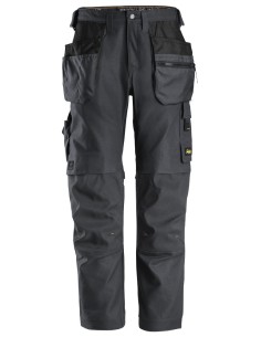 6224 Pantalones largos de trabajo elasticos AllroundWork Canvas+ con bolsillos flotantes color gris acero