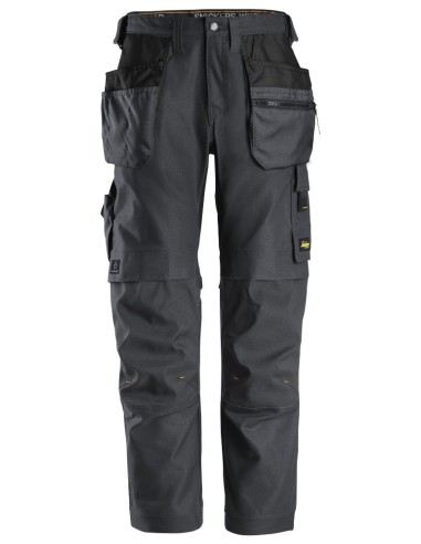 6224 Pantalones largos de trabajo elasticos AllroundWork Canvas+ con bolsillos flotantes color gris acero