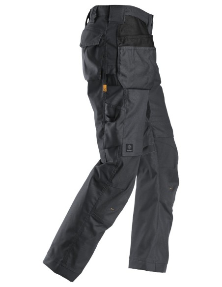 6224 Pantalones largos de trabajo elasticos AllroundWork Canvas+ con bolsillos flotantes color gris acero
