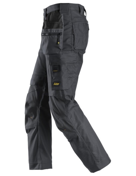6224 Pantalones largos de trabajo elasticos AllroundWork Canvas+ con bolsillos flotantes color gris acero