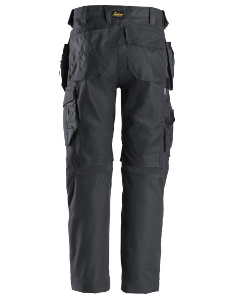 6224 Pantalones largos de trabajo elasticos AllroundWork Canvas+ con bolsillos flotantes color gris acero