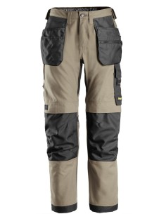 6224 Pantalones largos de trabajo elasticos AllroundWork Canvas+ con bolsillos flotantes color beige