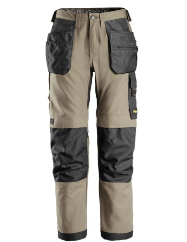 6224 Pantalones largos de trabajo elasticos AllroundWork Canvas+ con bolsillos flotantes color beige