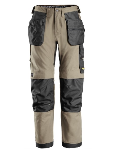 6224 Pantalones largos de trabajo elasticos AllroundWork Canvas+ con bolsillos flotantes color beige