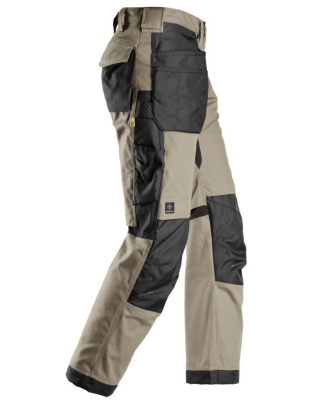 6224 Pantalones largos de trabajo elasticos AllroundWork Canvas+ con bolsillos flotantes color beige