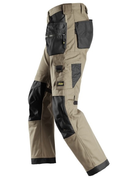 6224 Pantalones largos de trabajo elasticos AllroundWork Canvas+ con bolsillos flotantes color beige
