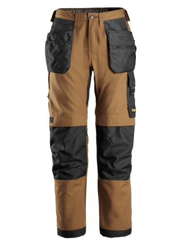 6224 Pantalones largos de trabajo elasticos AllroundWork Canvas+ con bolsillos flotantes color marron