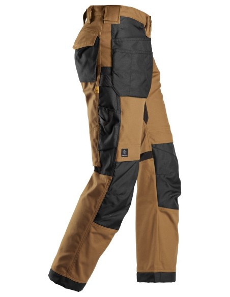6224 Pantalones largos de trabajo elasticos AllroundWork Canvas+ con bolsillos flotantes color marron