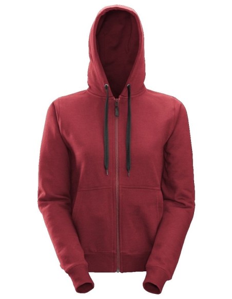 2806 Sudadera mujer con capucha y cremallera completa roja