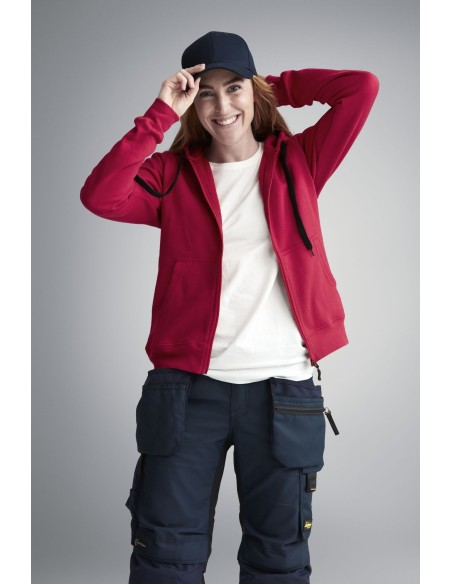 2806 Sudadera mujer con capucha y cremallera completa roja