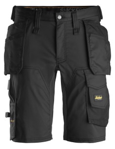 6141 Pantalones cortos de trabajo elasticos Slim Fit AllroundWork con bolsillos flotantes negro